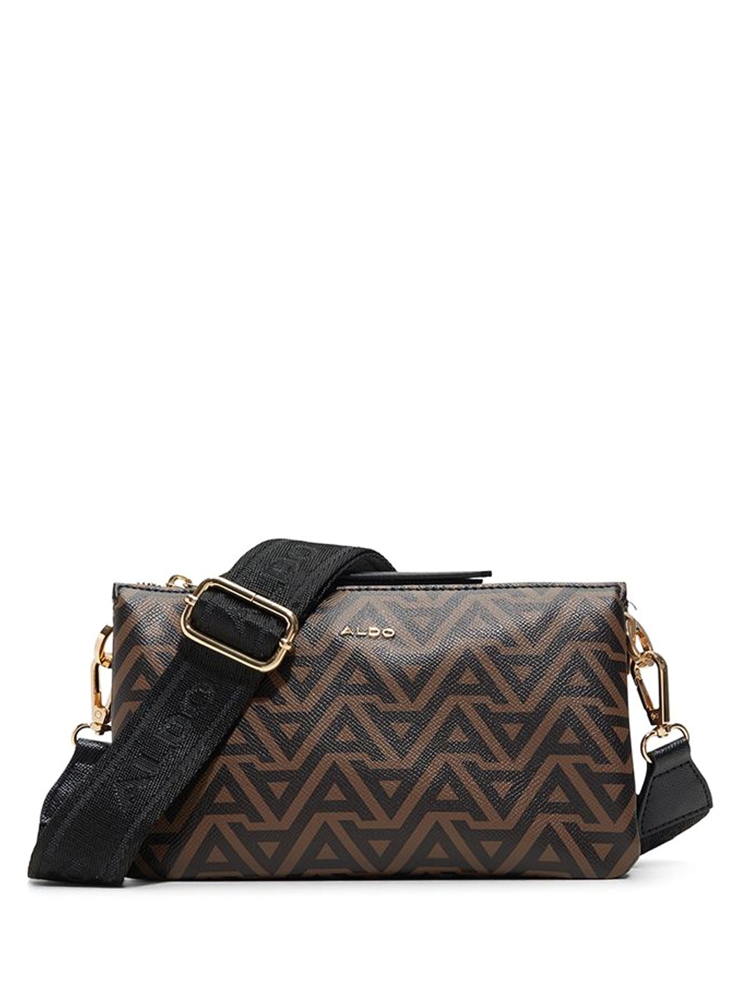 

ALDO Women CIALY Typography Printed Structured Leather Sling Bag, Brown