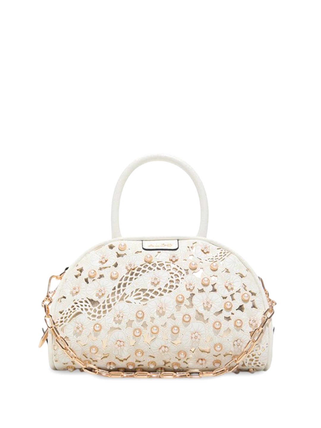 

ALDO Women MICHELLIE Embellished Structured Leather Handheld Bag, White