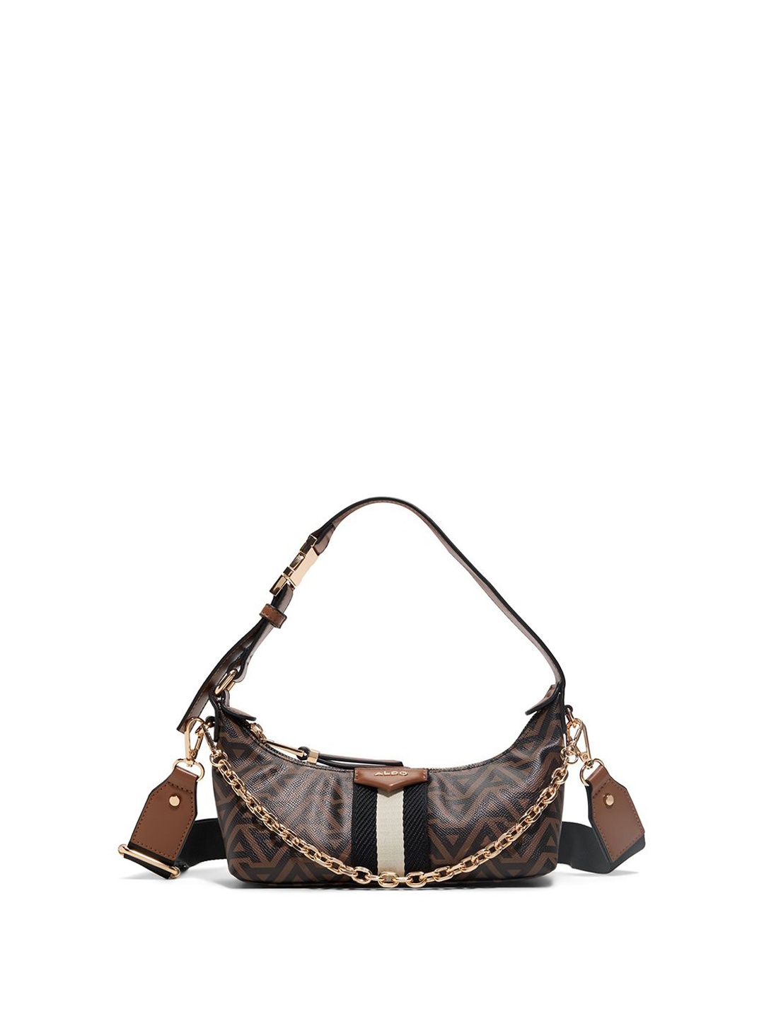 

ALDO Women CORDIDA Typography Printed Swagger Leather Shoulder Bag, Brown