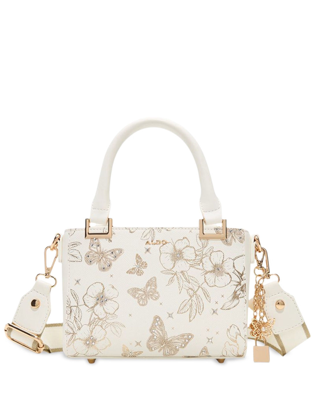 

ALDO Women SHAHIRA Floral Printed Structured Leather Handheld Bag, Beige