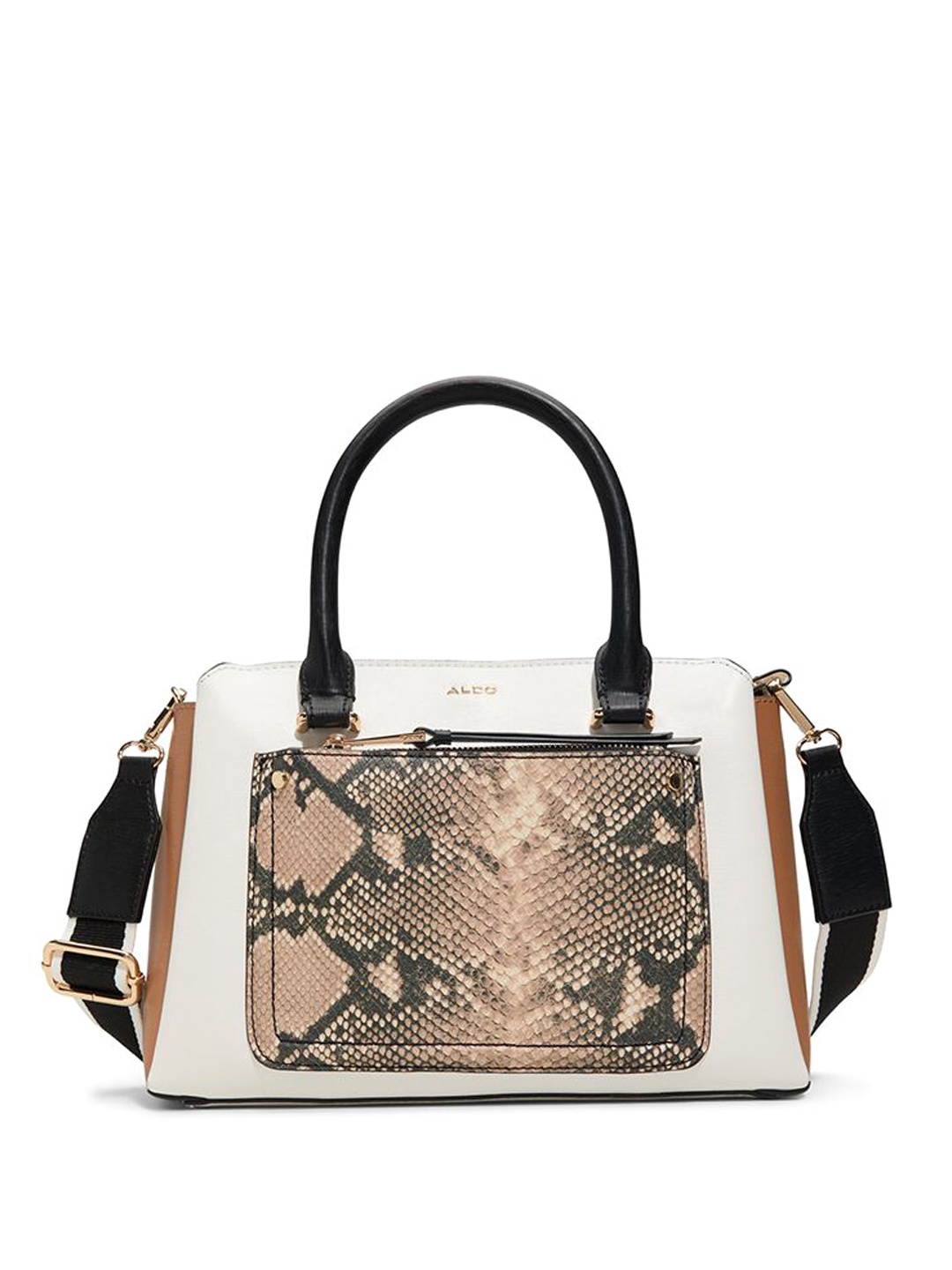 

ALDO Women Animal Printed Structured Leather Handheld Bag With Pouch, Brown