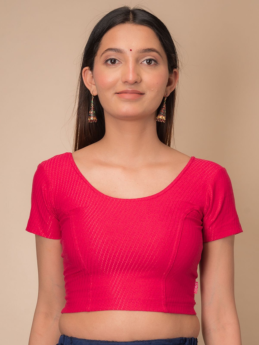 

Bindigasm's Advi Women Self Designed Cotton Stretchable Saree Blouse, Pink