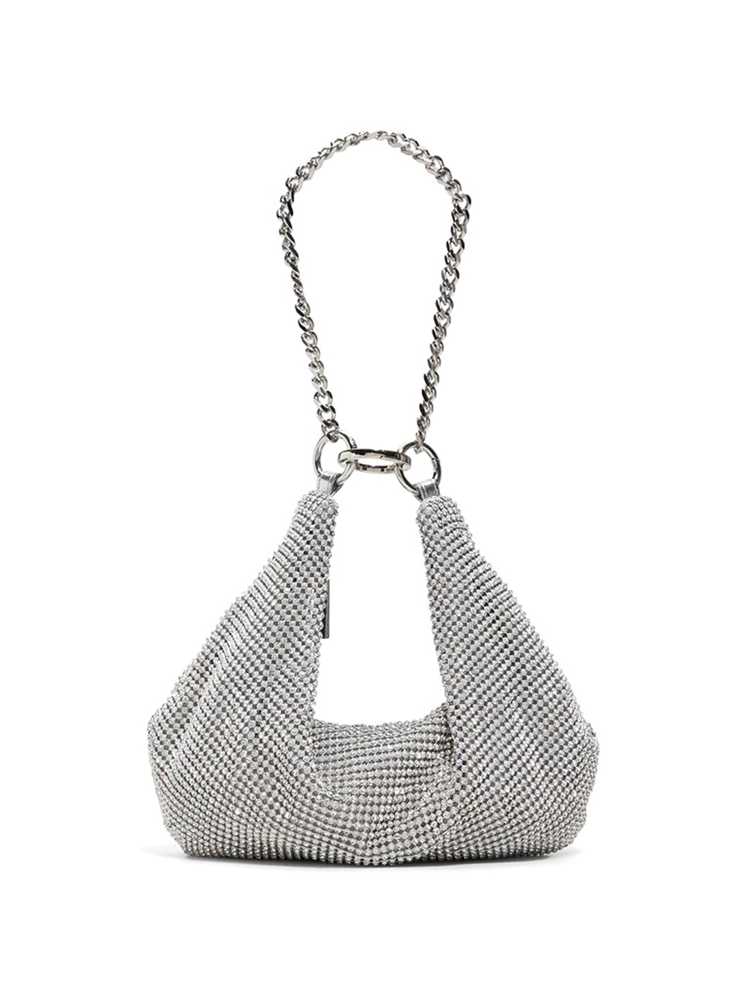 

ALDO Women VIPREADY Embellished Half Moon Leather Handheld Bag, Silver