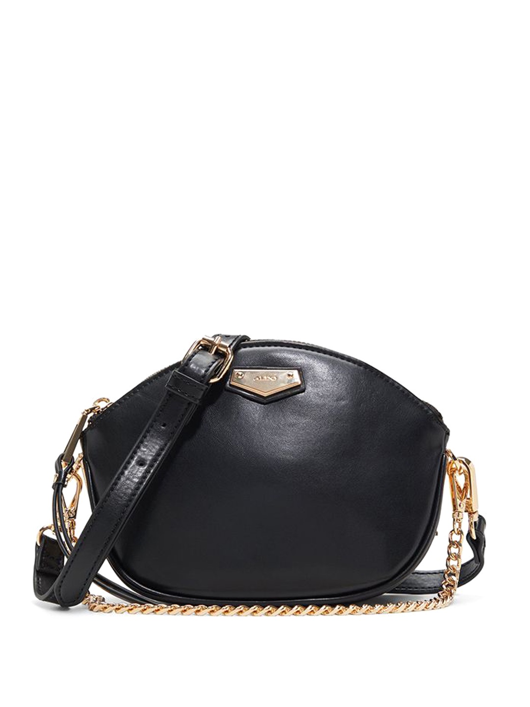 

ALDO Women ABINGER Solid Structured Leather Sling Bag, Black