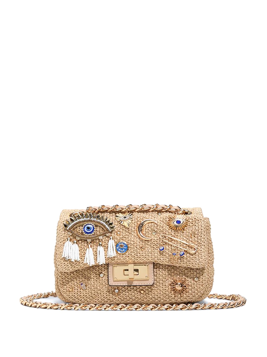 

ALDO Women Embellished Structured Leather Sling Bag, Brown
