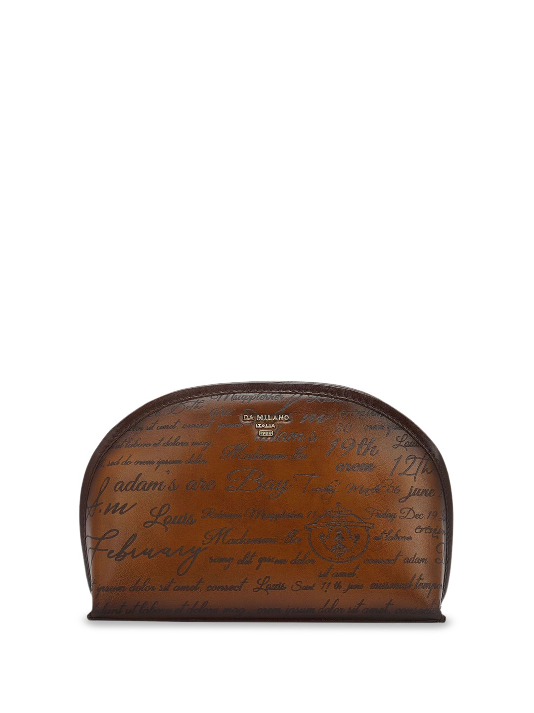 

Da Milano Women Typography Printed Pouch Travel Accessory, Brown