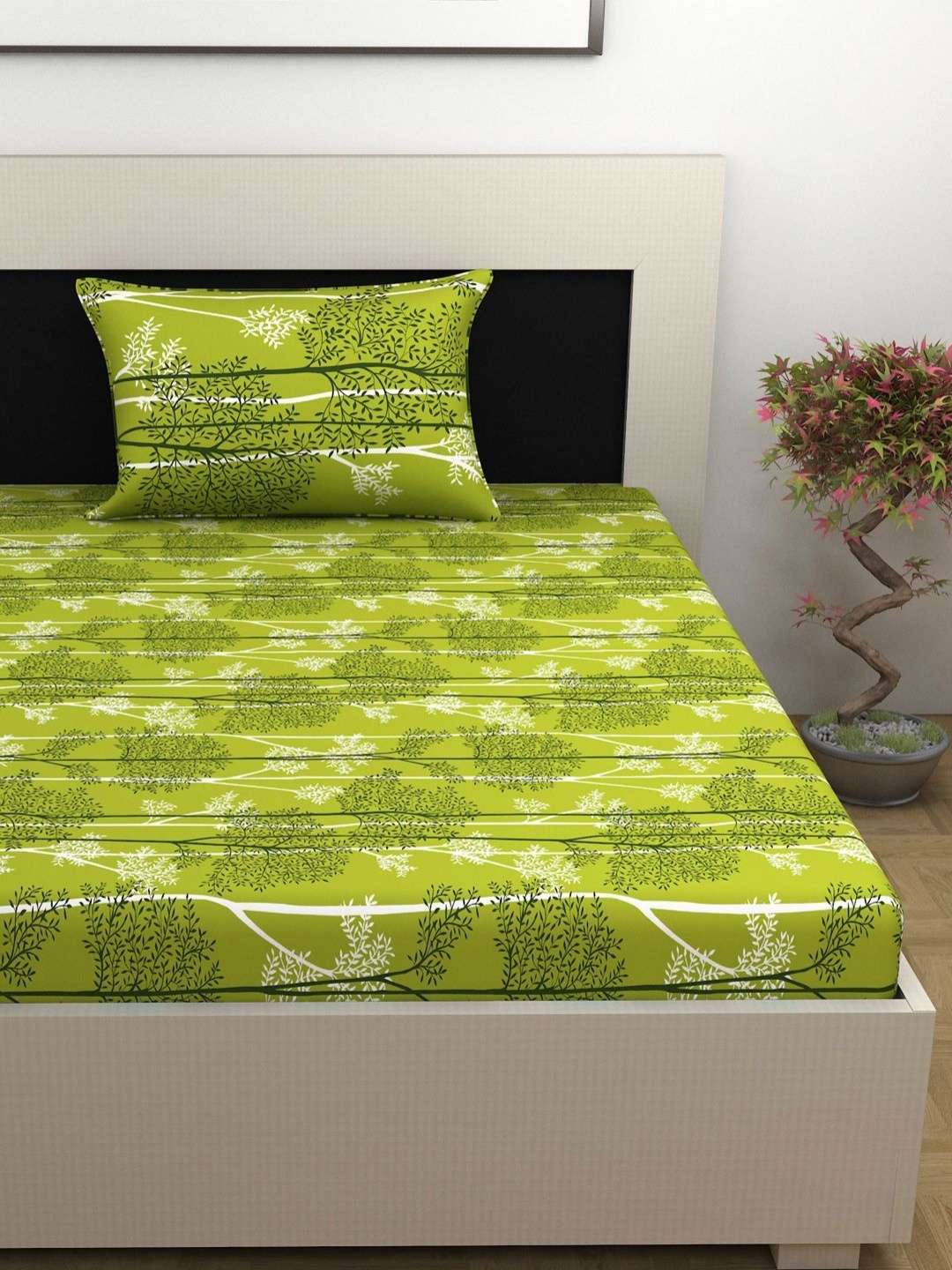 

Divine Casa Modern Green Pure Cotton 144 TC King Bedsheet Set 0.9 m x 2.23 m