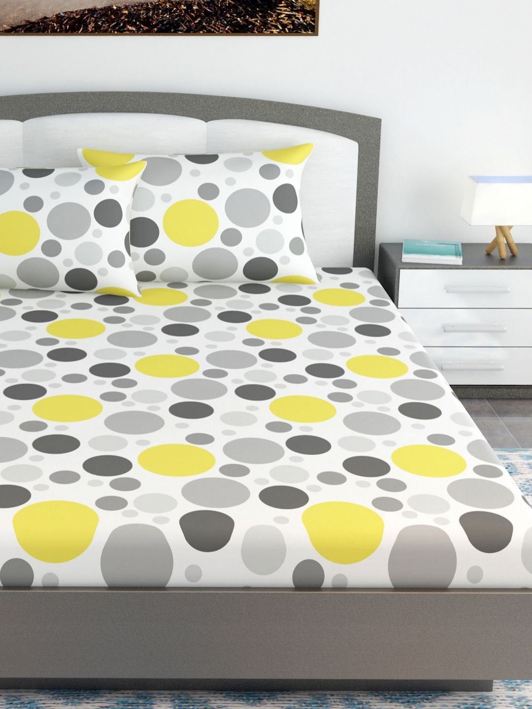

Divine Casa Garden Bliss Yellow Pure Cotton 144 TC King Bedsheet Set 1.85 m x 2.25 m