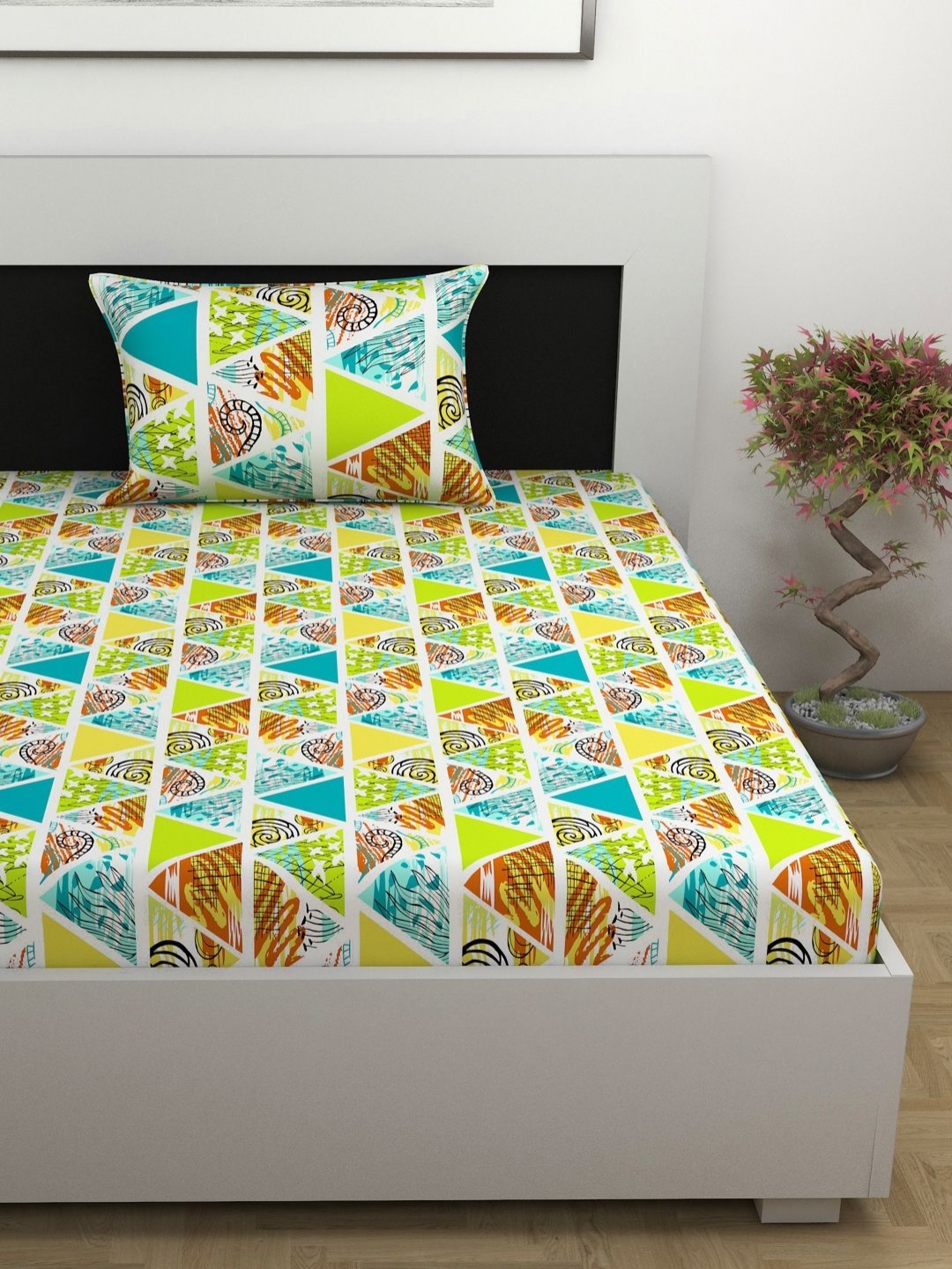 

Divine Casa Prism Green Geometrical Pure Cotton 144TC Single Bedsheet Sets- 0.9 m x 1.98 m