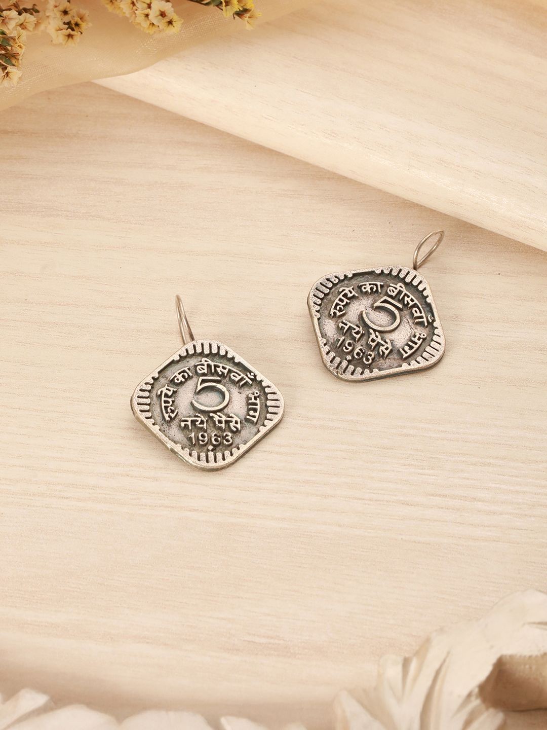 

Saraf RS Jewellery Silver-Plated Classic Oxidised Drop Earrings