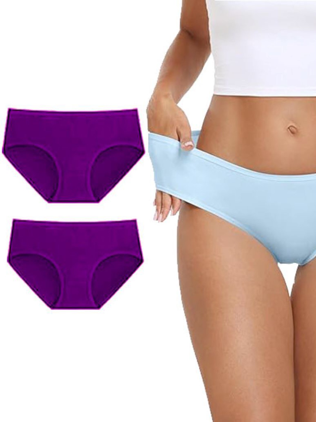 

Diving Deep Women Pack of 3 Cotton Low Rise Hipster Briefs, Purple