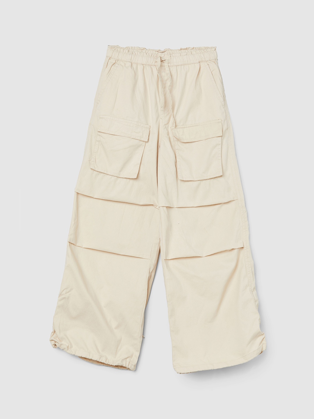 

max Girls Regular Fit Mid-Rise Pure Cotton Cargos, Beige