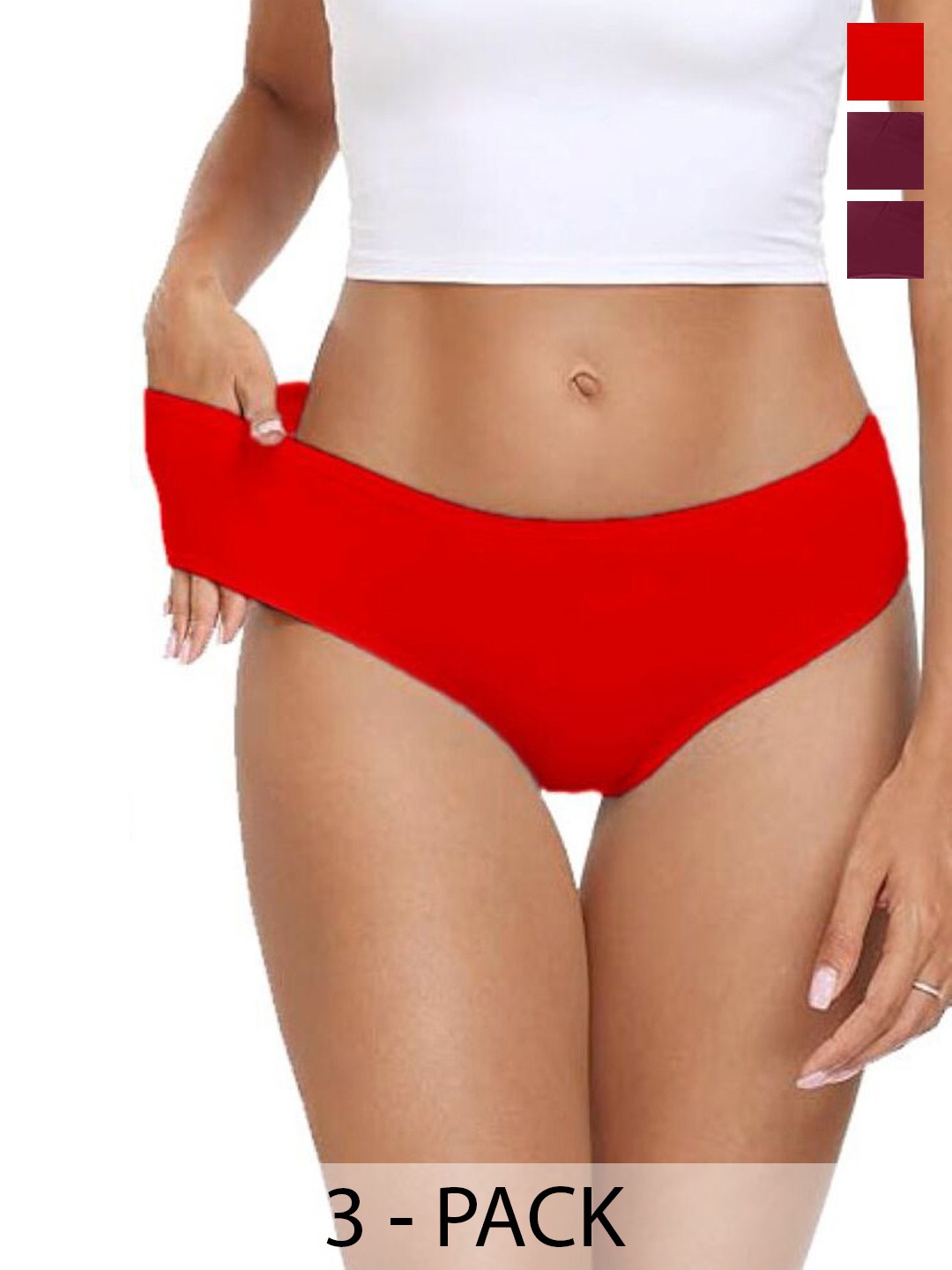 

Diving Deep Women Pack of 3 Cotton Assorted Plus Size Hipster Briefs