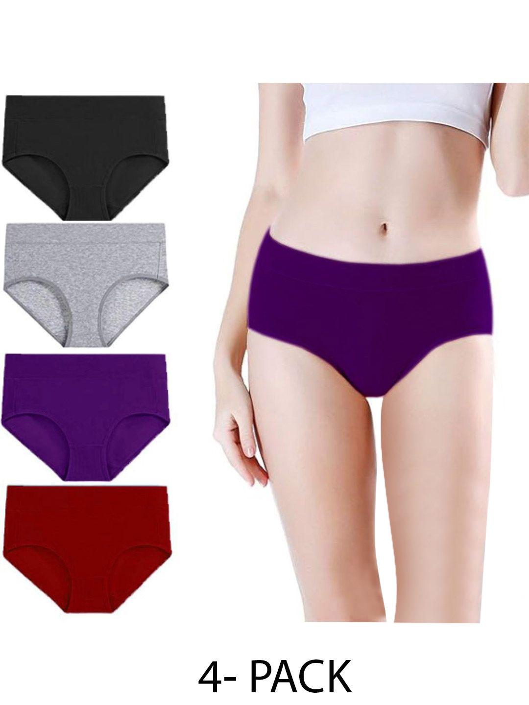 

Diving Deep Women Pack of 4 Hipster Briefs, Black