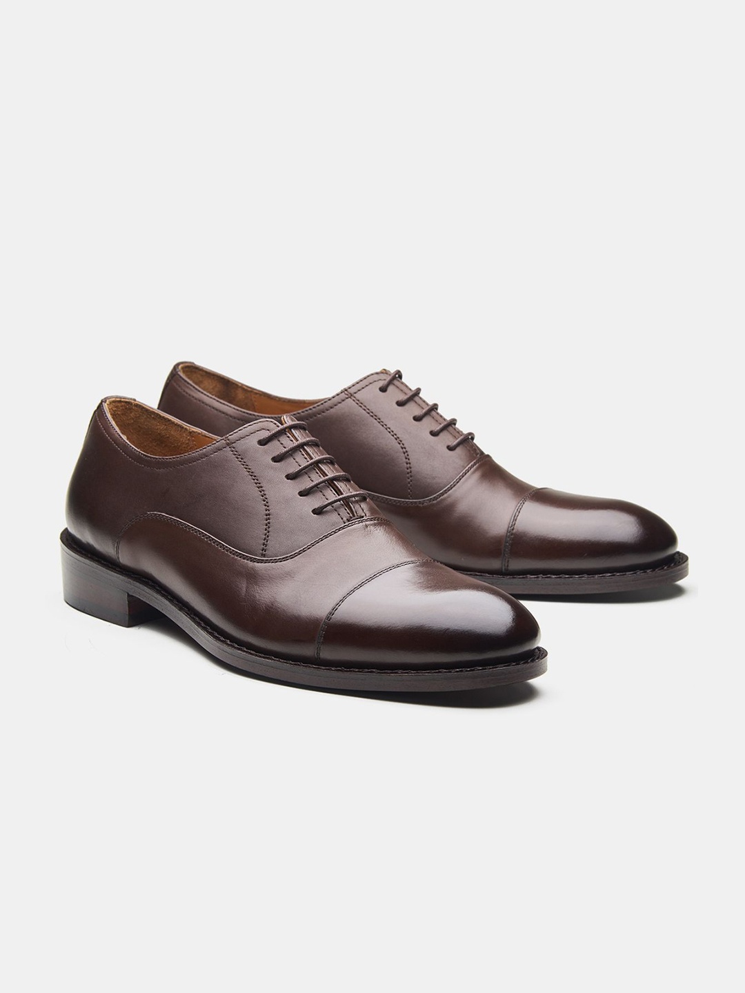 

KOZASKO Men Leather Goodyear Welted Formal Oxfords, Coffee brown