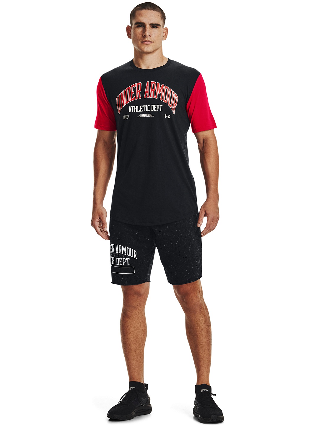 

UNDER ARMOUR Men Athletic Department Colorblock Short Sleeve Tshirt, Black