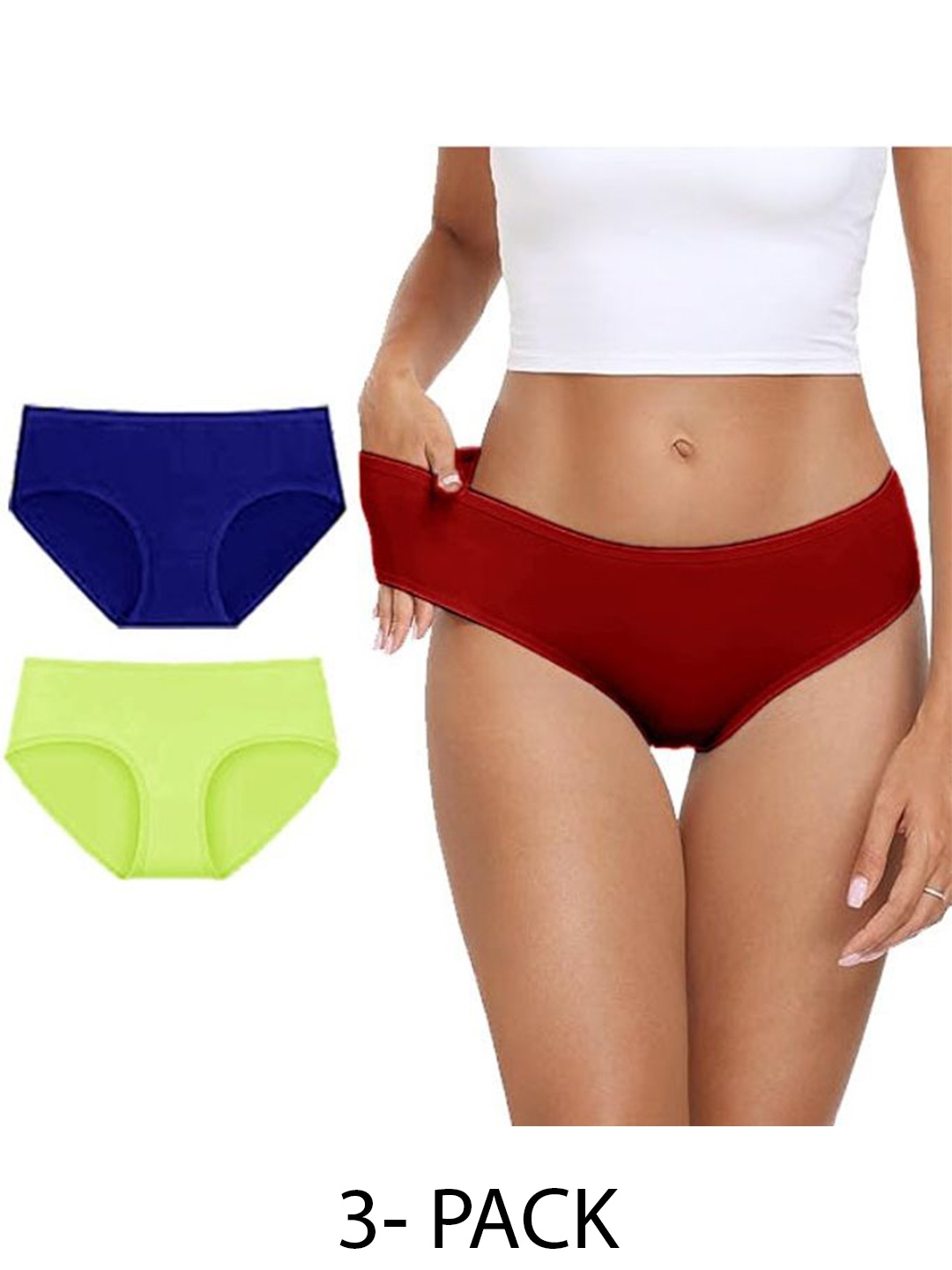 

Diving Deep Women Pack of 3 Cotton Hipster Briefs, Blue