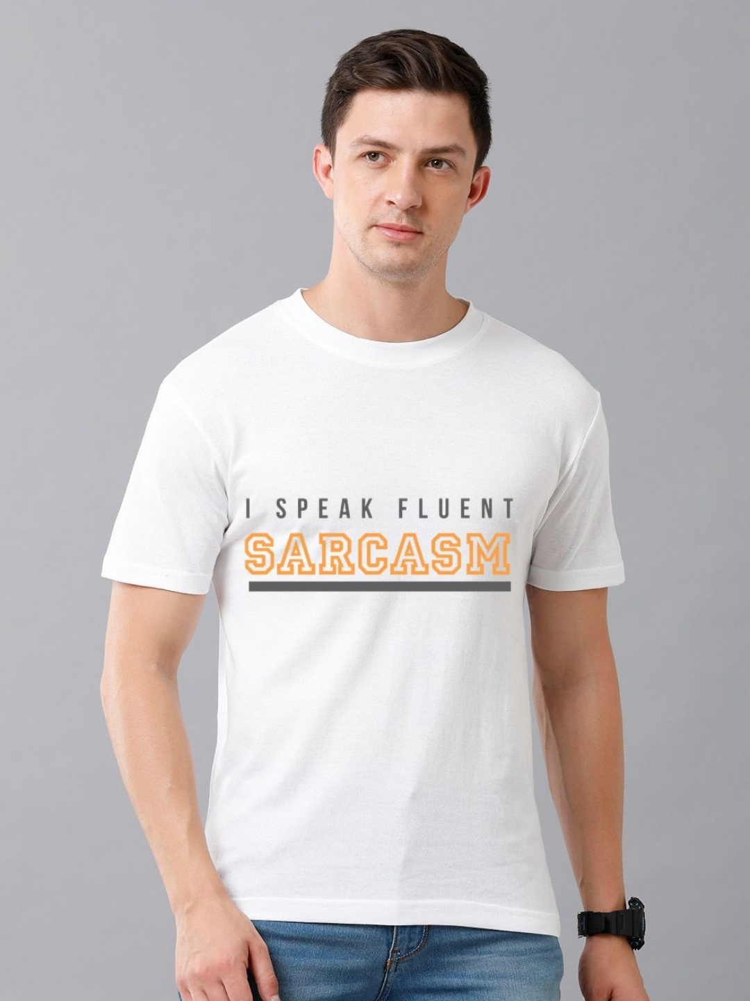 

Moda Rapido Men Typography Printed Round Neck Slim Fit Casual T-shirt, White