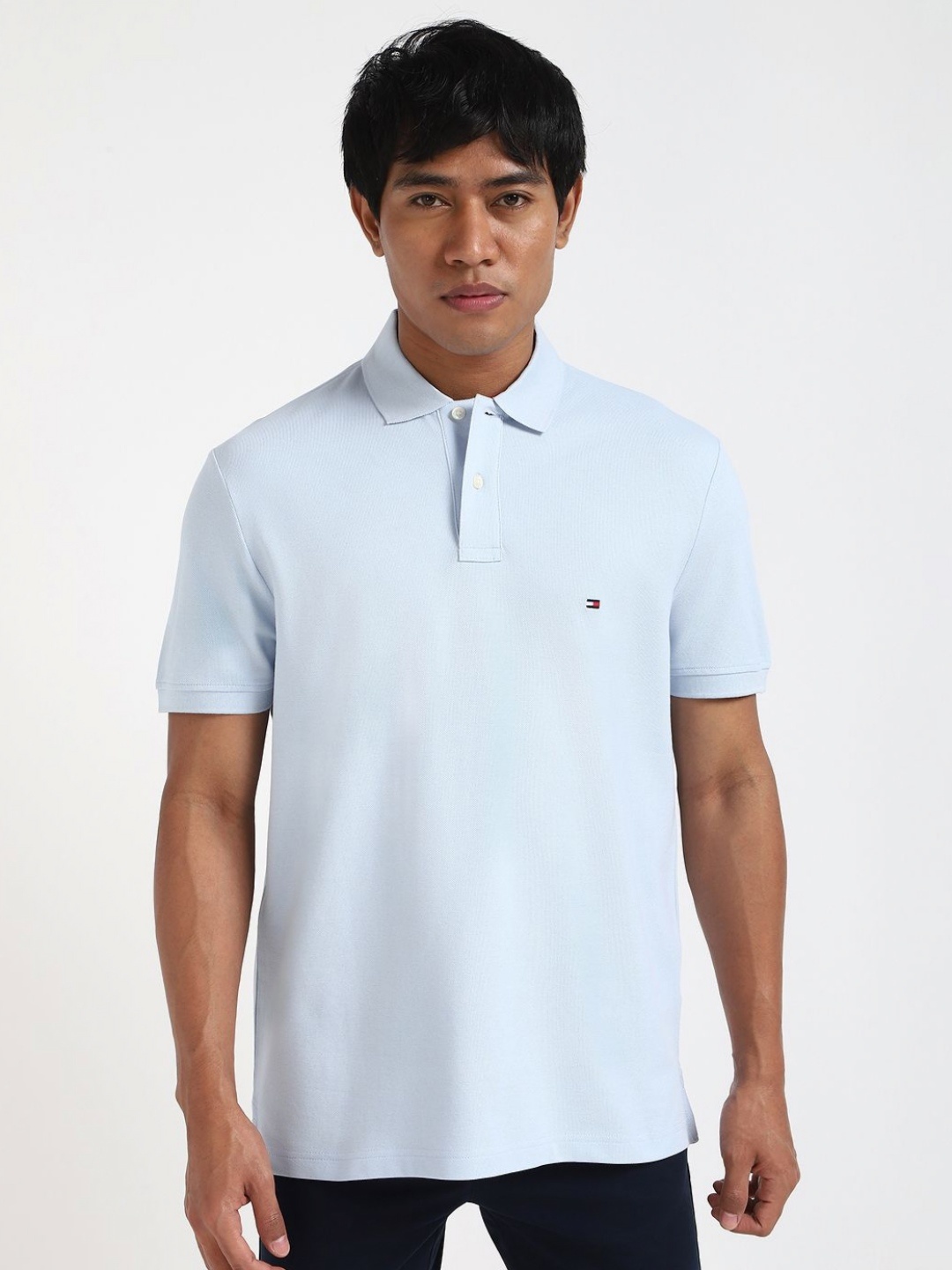 

Tommy Hilfiger Men Solid Polo Collar Cotton T-shirt, Blue
