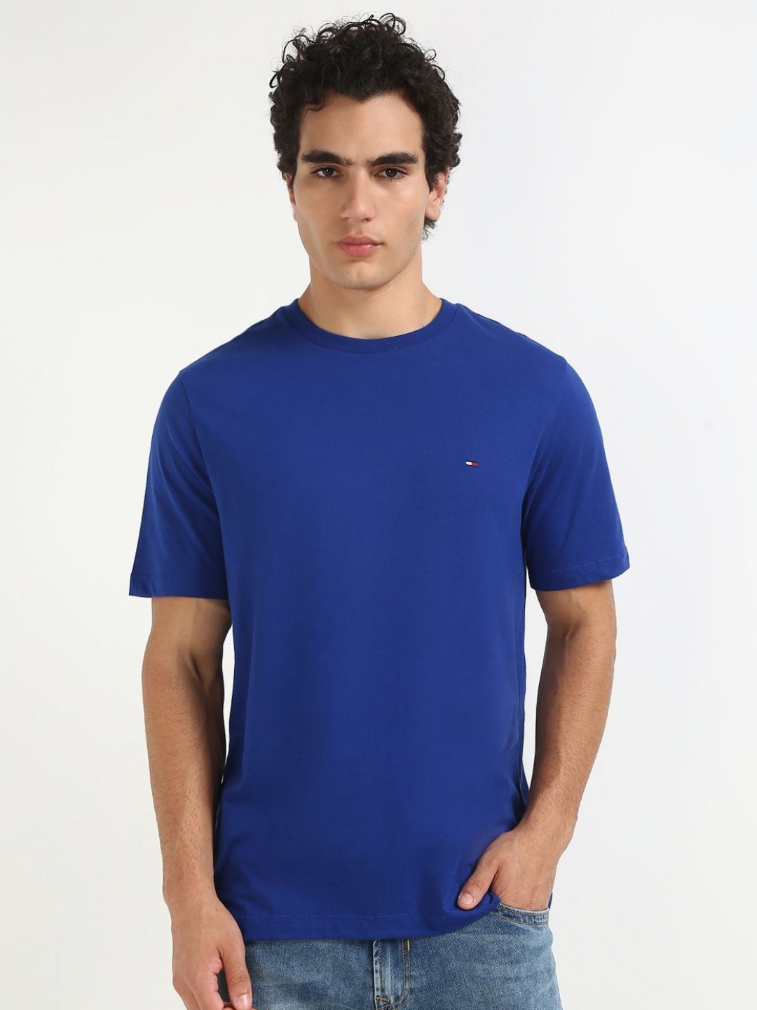 

Tommy Hilfiger Men Solid Round Neck Cotton T-shirt, Blue