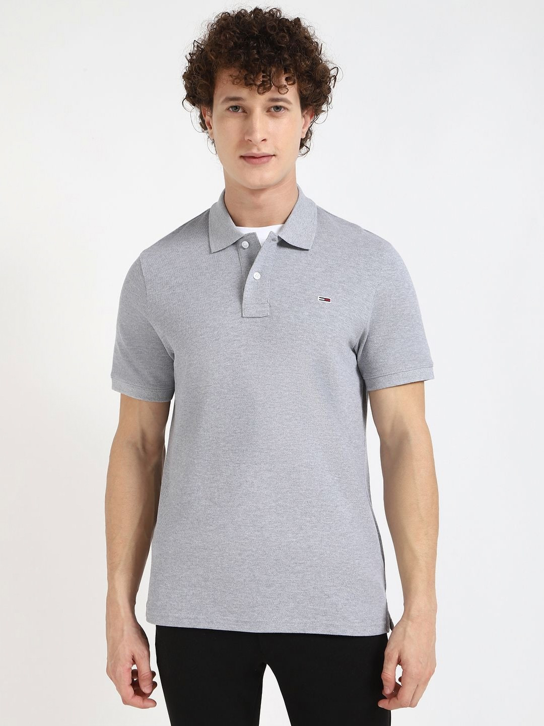 

Tommy Hilfiger Men Solid Polo Collar Cotton T-shirt, Grey