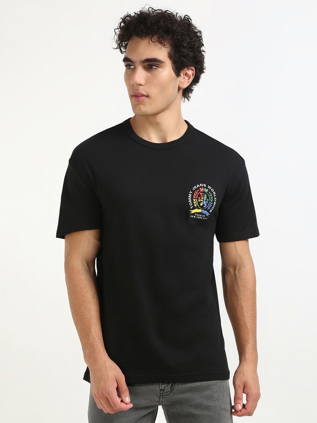 

Tommy Hilfiger Men Solid Round Neck Cotton T-shirt, Black