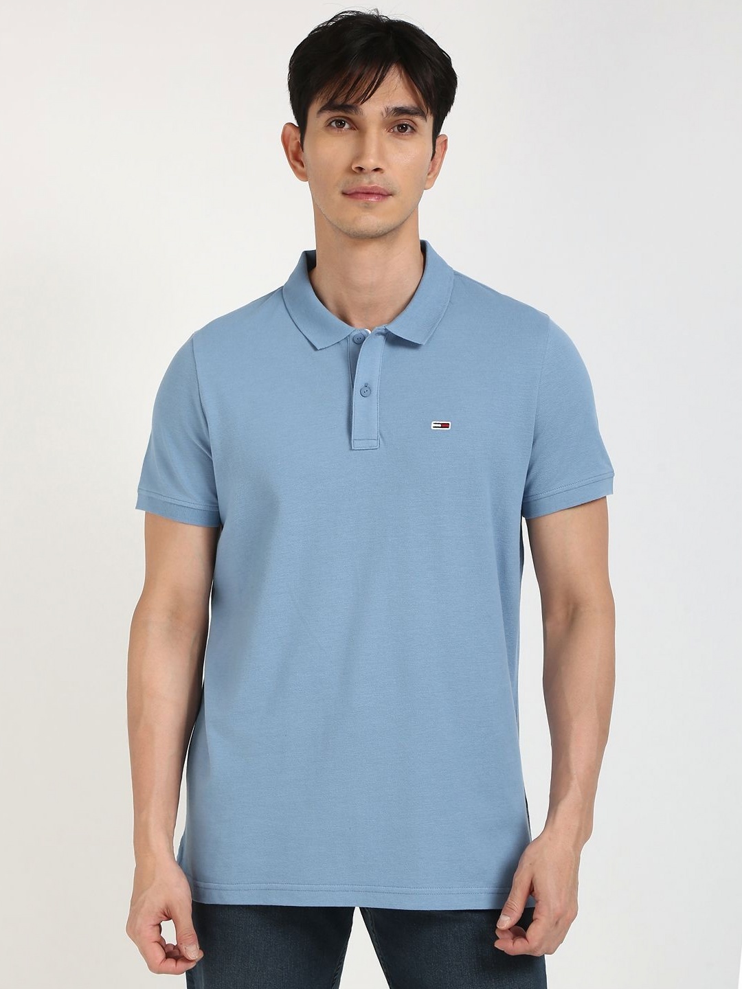 

Tommy Hilfiger Men Solid Polo Collar Cotton T-shirt, Blue