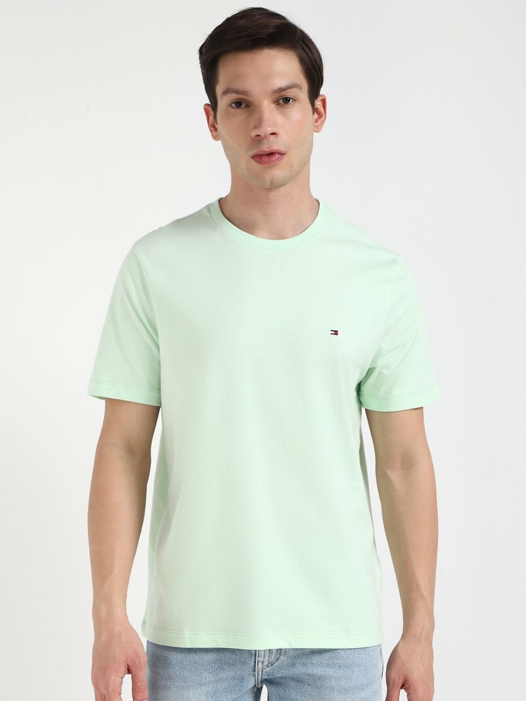 

Tommy Hilfiger Men Solid Round Neck Cotton T-shirt, Green