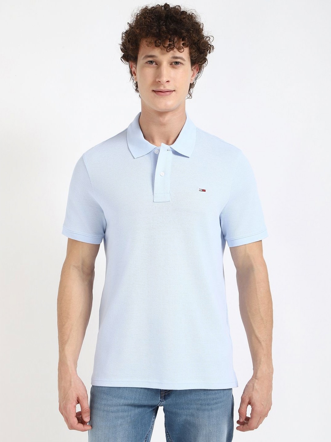 

Tommy Hilfiger Men Solid Polo Collar Cotton T-shirt, Blue