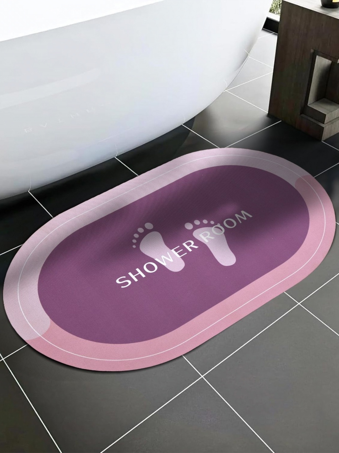 

Aura Purple & White Printed Silicone 300 GSM High Water Absorbent Anti-Skid Bath Rug