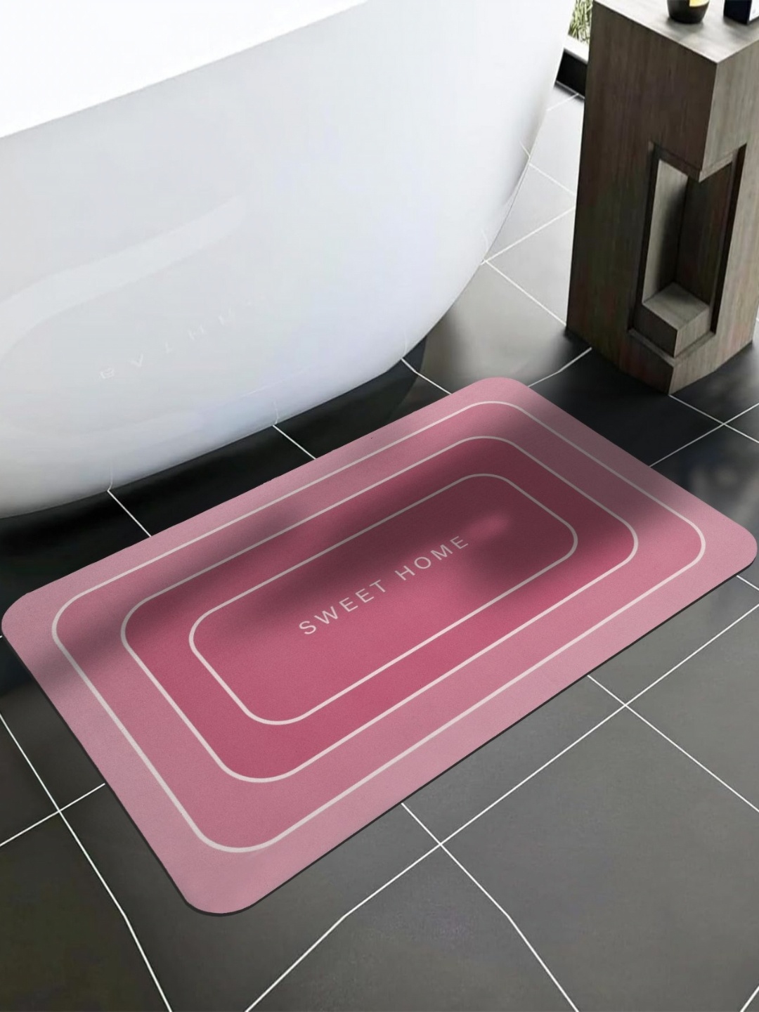 

Cortina Pink Printed Microfibre 300 GSM Anti-Skid Bath Rug