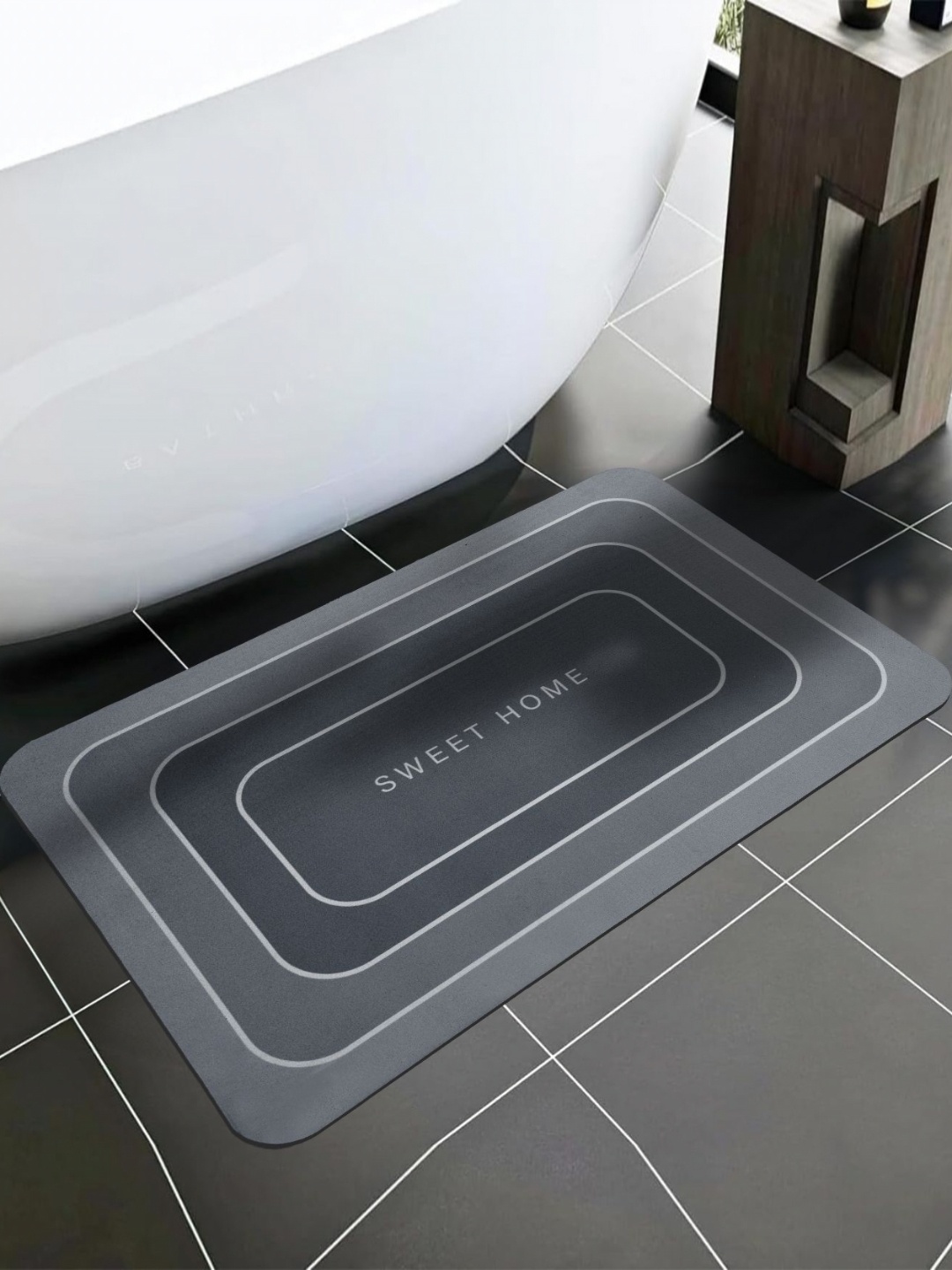 

Cortina Grey Printed Microfibre 300 GSM Anti-Skid Bath Rug