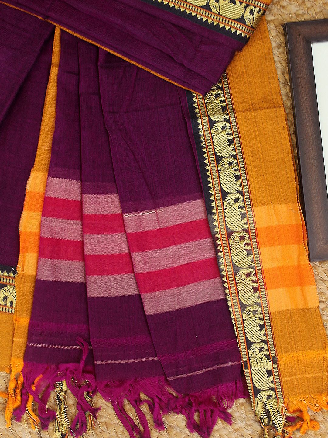 

Weaves of Tradition Dharwad Mercerized Pure Cotton Unstitched Dress Material, Purple