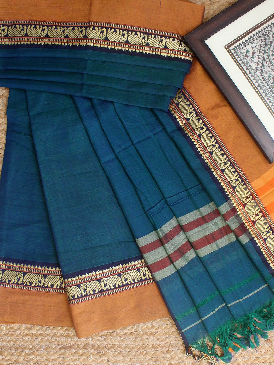 

Weaves of Tradition Dharwad Mercerized Pure Cotton Unstitched Dress Material, Blue