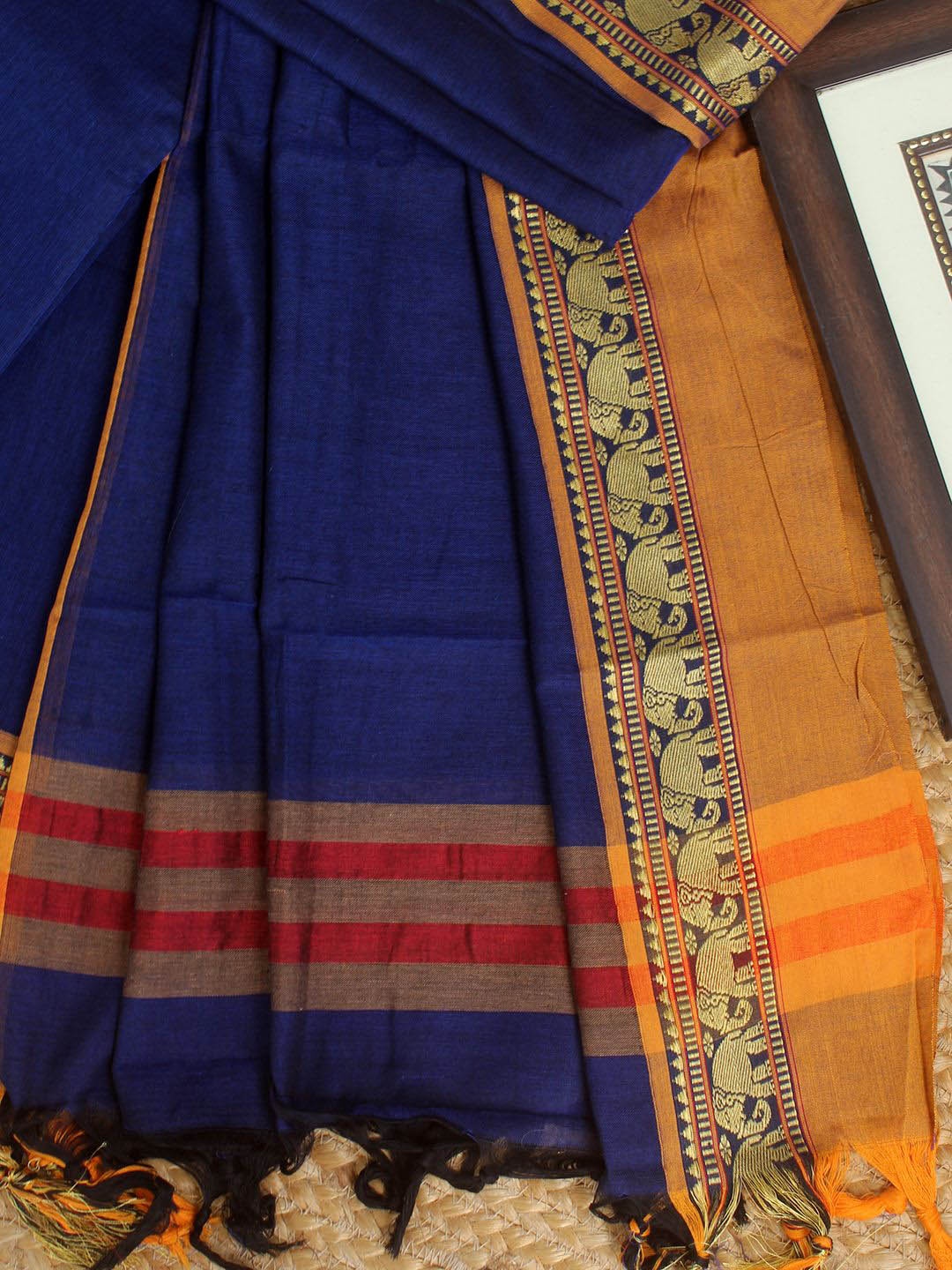 

Weaves of Tradition Dharwad Mercerized Pure Cotton Unstitched Dress Material, Blue