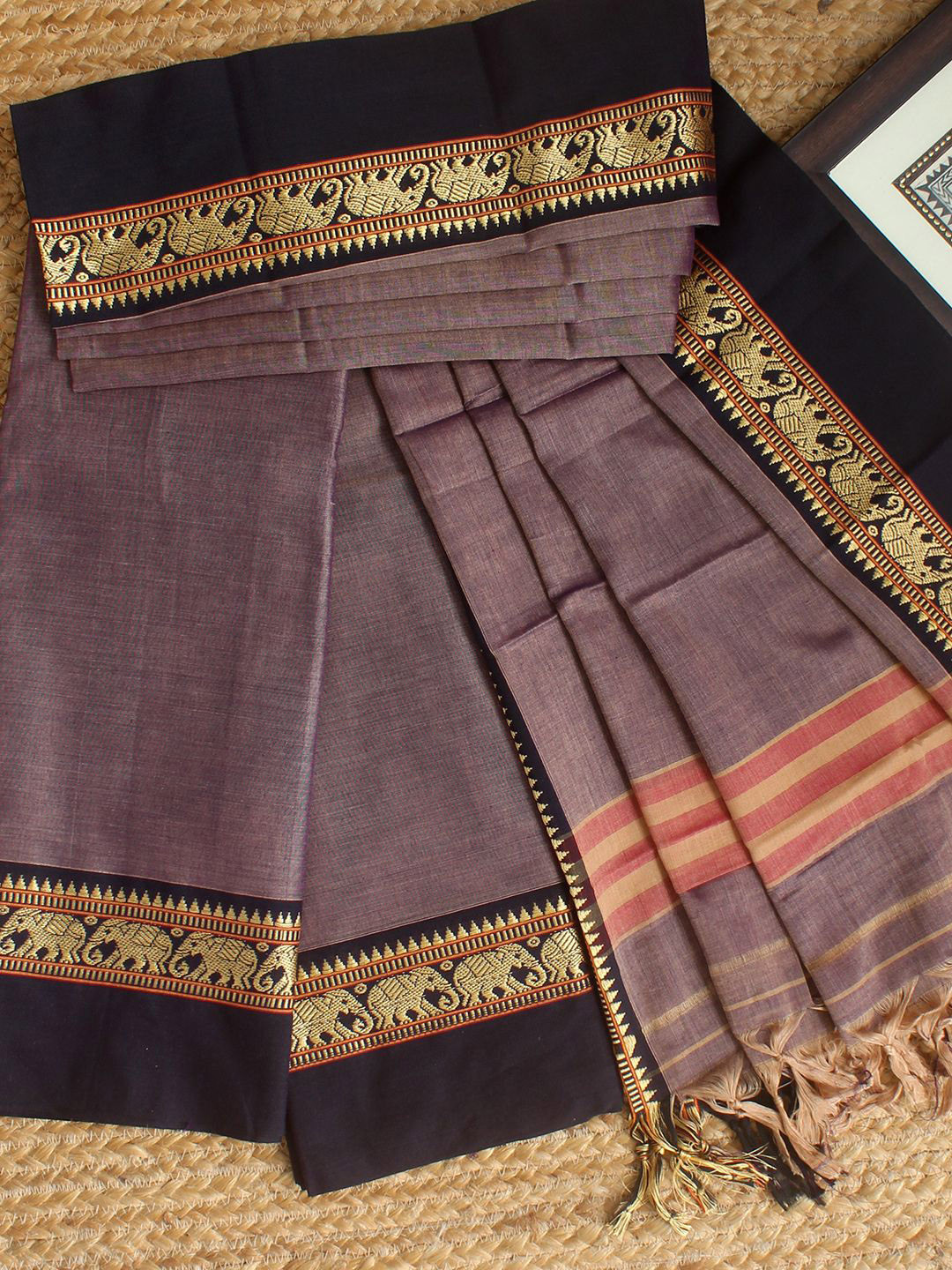 

Weaves of Tradition Ethnic Motifs Woven Design Pure Cotton Unstitched Dress Material, Grey