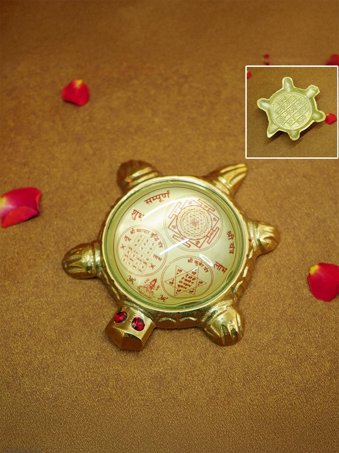 

Ekhasa Gold-Toned Brass Feng Shui Tortoise With Shree Yantra Showpiece