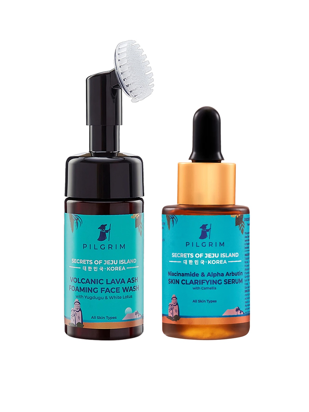 

Pilgrim Set Of Secrets Of Jeju Island Clarifying Face Serum & Foaming Face Wash, Teal