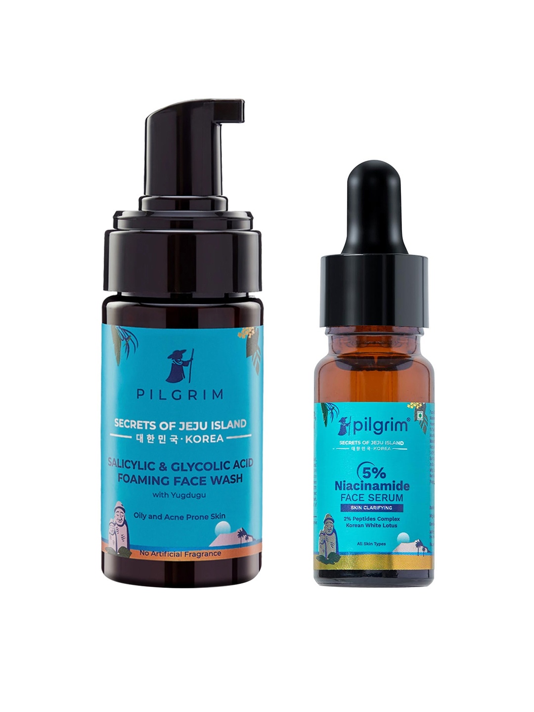 

Pilgrim Set Of Foaming Face Wash & Niacinamide Face Serum - 120ml + 10ml, Teal