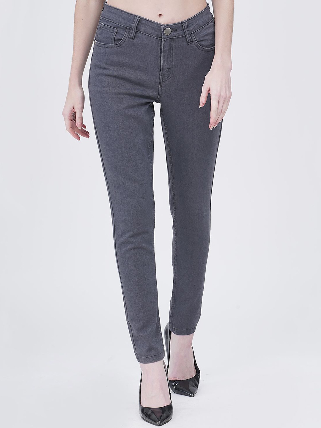 

COSMIC Women Skinny Fit Mid - Rise Jeans, Grey