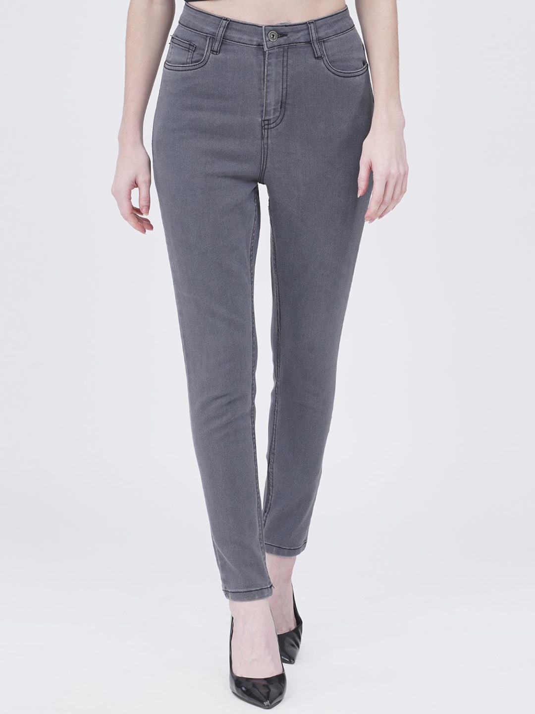 

COSMIC Women Skinny Fit Mid-Rise Jeans, Grey