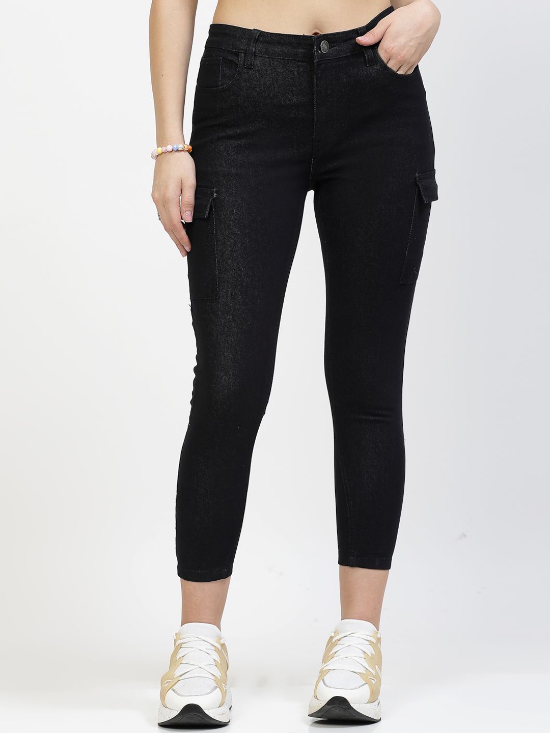 

COSMIC Women Mid-Rise Regular Fit Ankle Length Jeans, Black