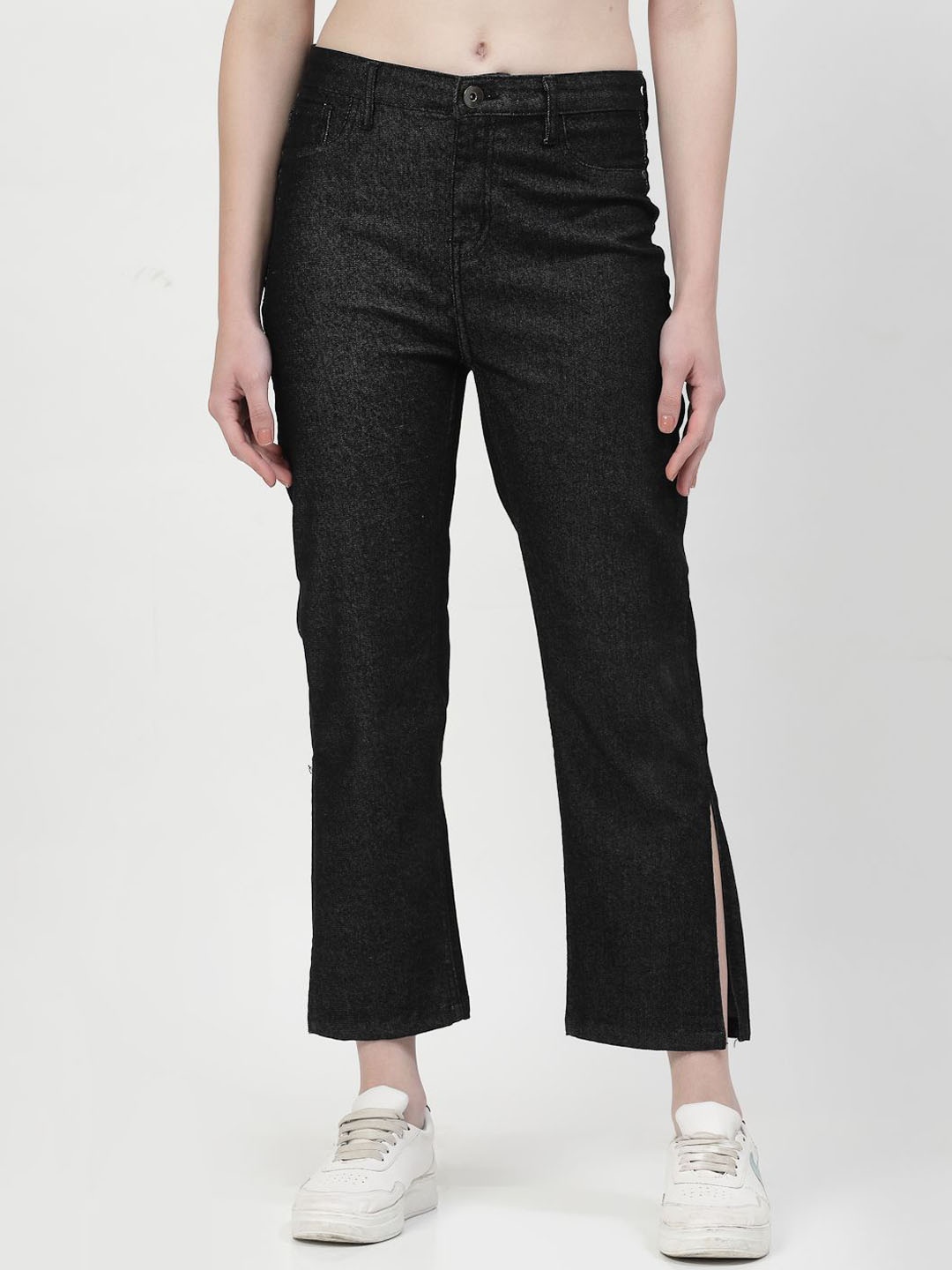 

COSMIC Women Mid-Rise Slits Bootcut Jeans, Black
