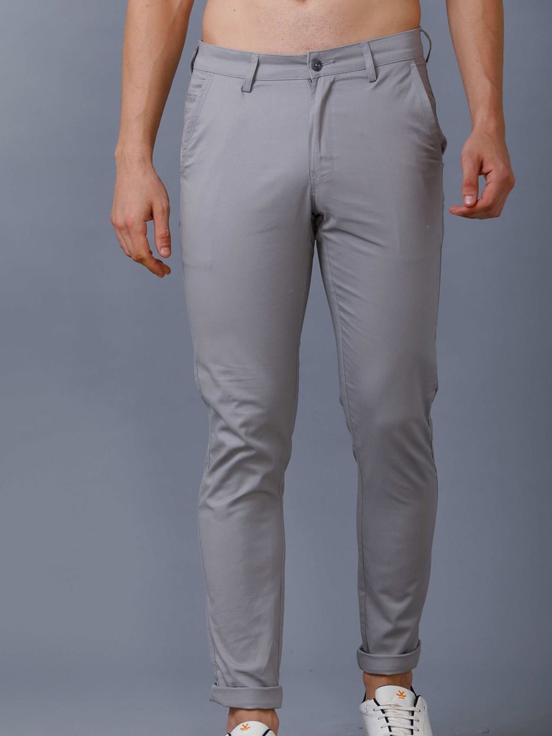 

Blueisland Clothing Men Cotton Smart High-Rise Stain Resistant Chinos Trousers, Grey