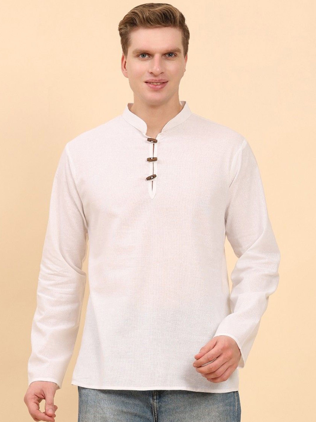 

SKAVIJ Mandarin Collar Straight Kurtas, White