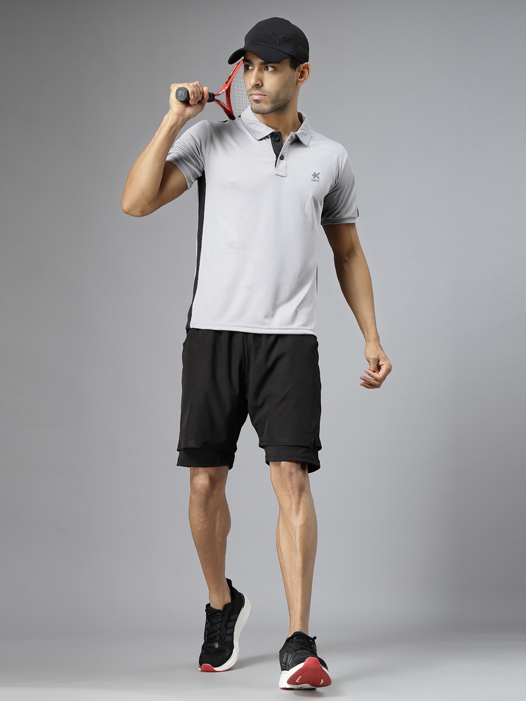 

HRX by Hrithik Roshan Men Solid Polo Collar T-shirt, Grey
