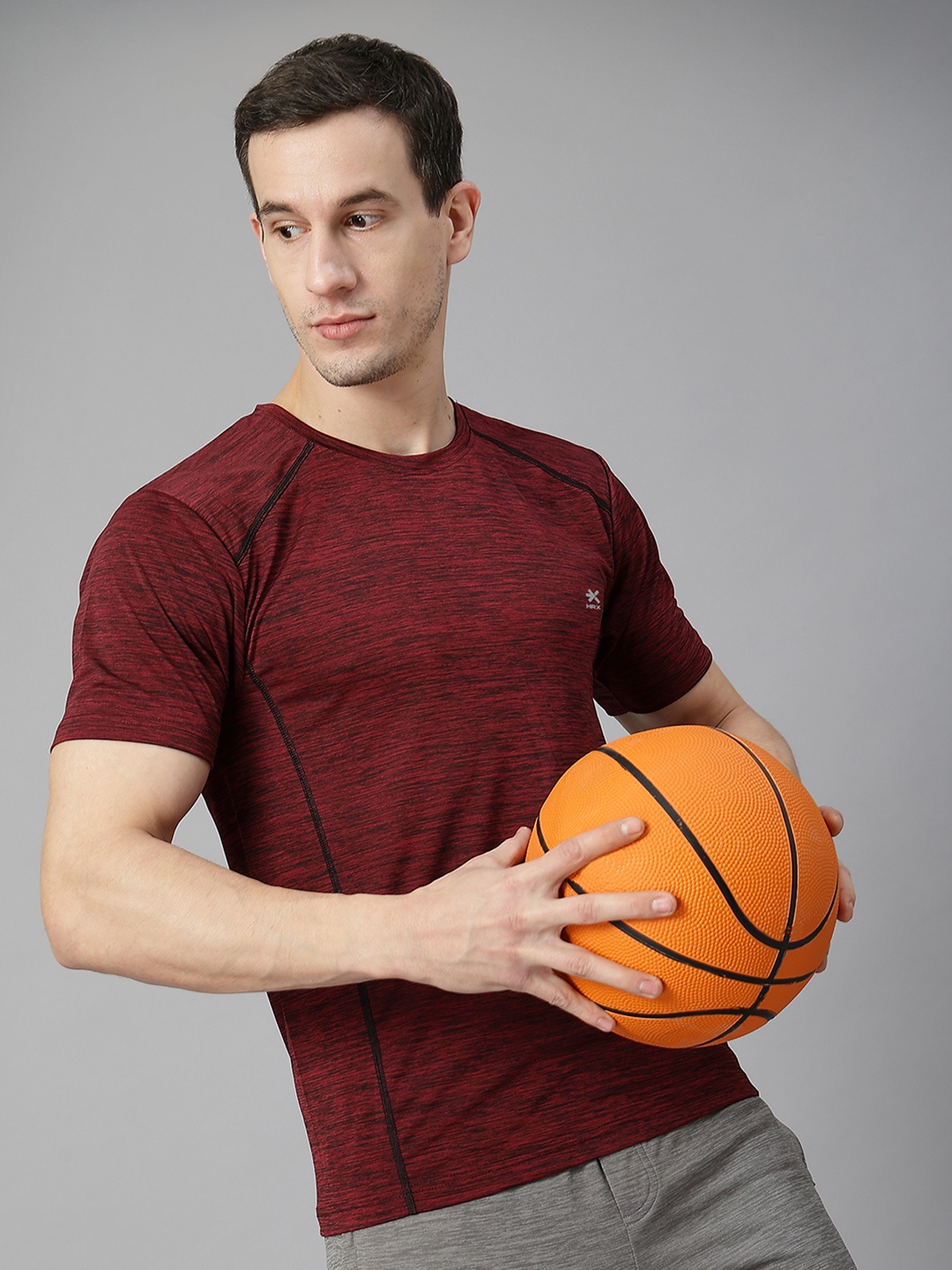 

HRX by Hrithik Roshan Men Solid Round Neck T-shirt, Maroon