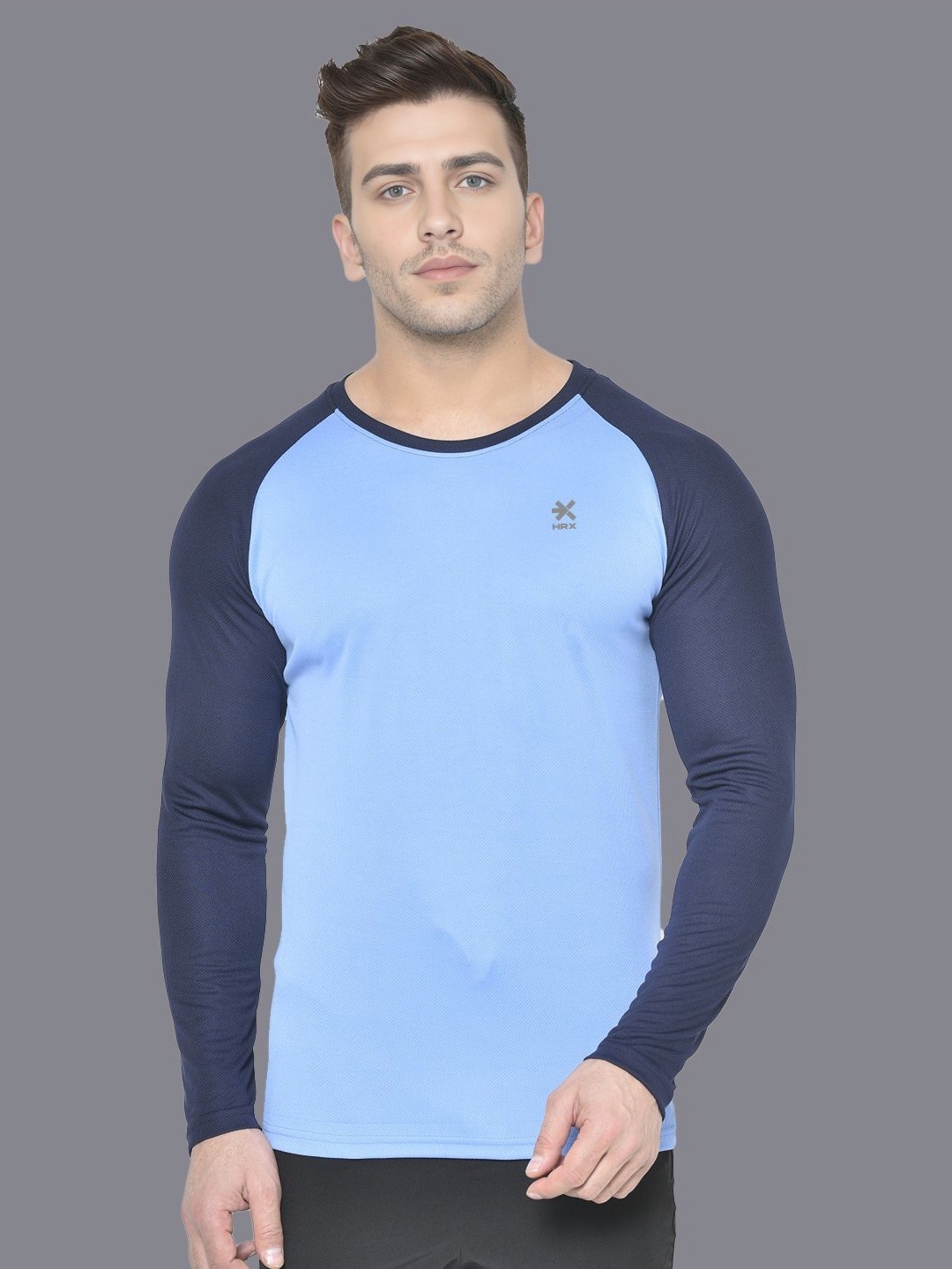 

HRX by Hrithik Roshan Men Colourblocked Round Neck T-shirt, Blue