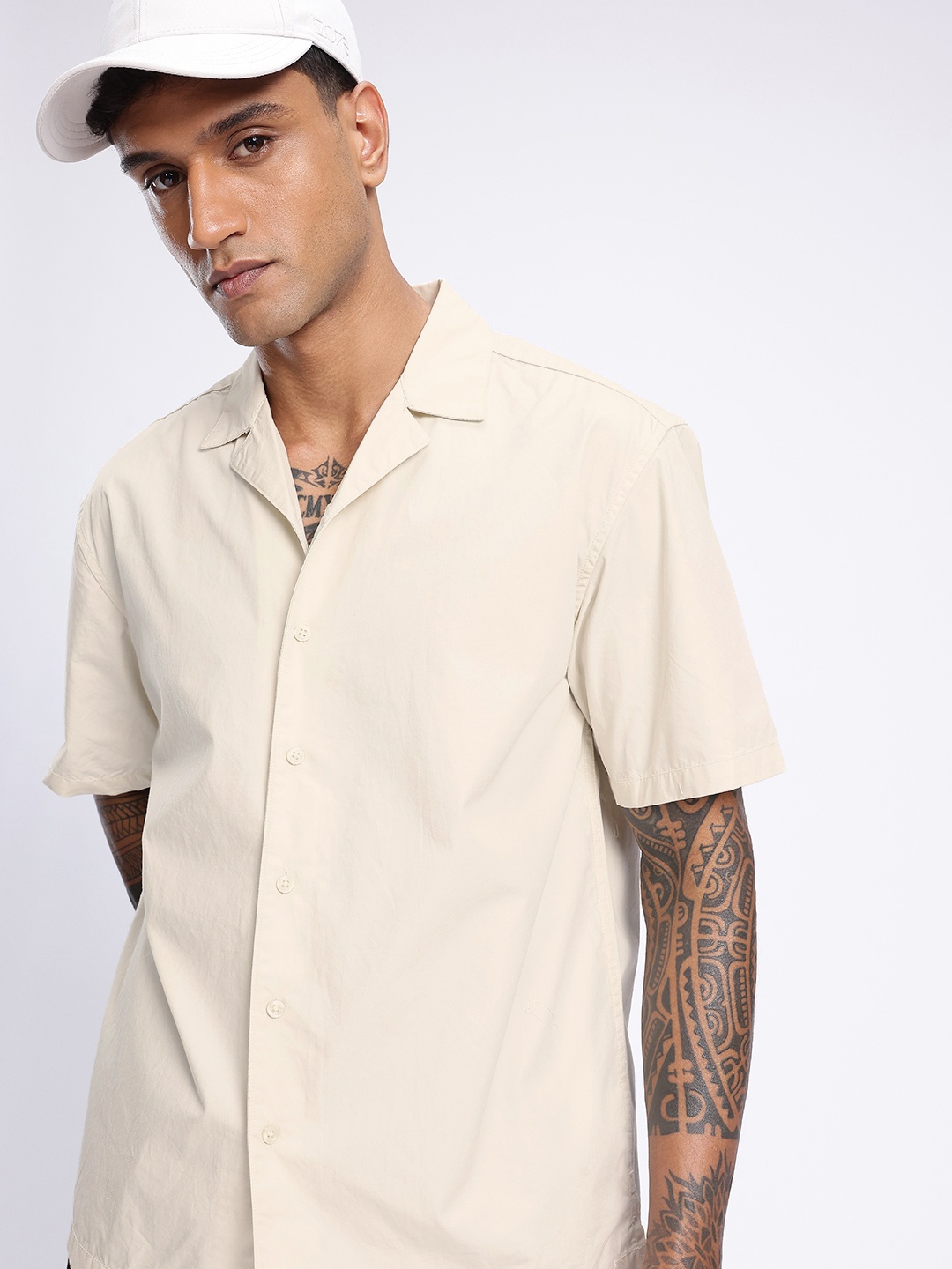 

glitchez Enduring Style Relaxed Fit Casual Shirt, Beige