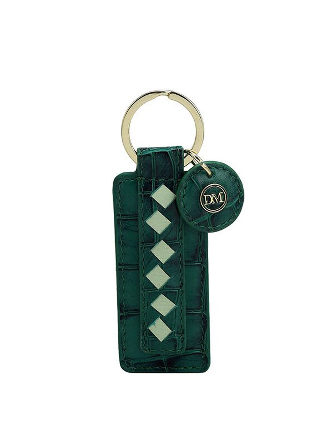 

Da Milano Textured Leather Key chain, Green